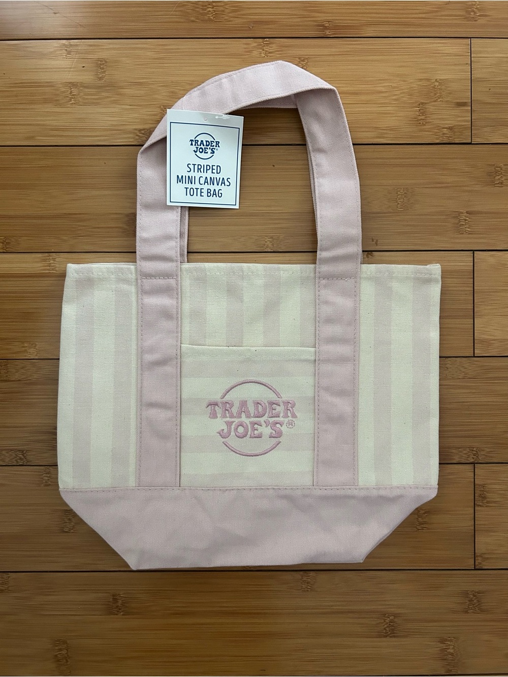 Trader Joe’s Mini Pink Striped Canvas Tote Bag
